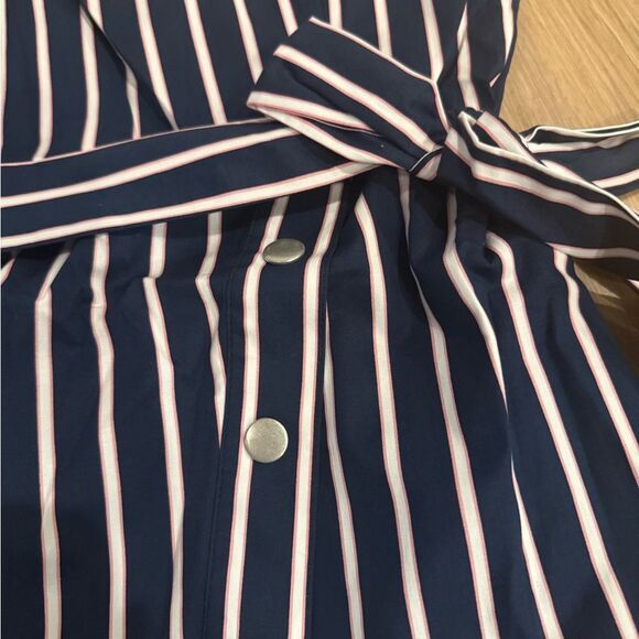 Striped Navy and White Button-Down Dress - Picture 9 of 11
